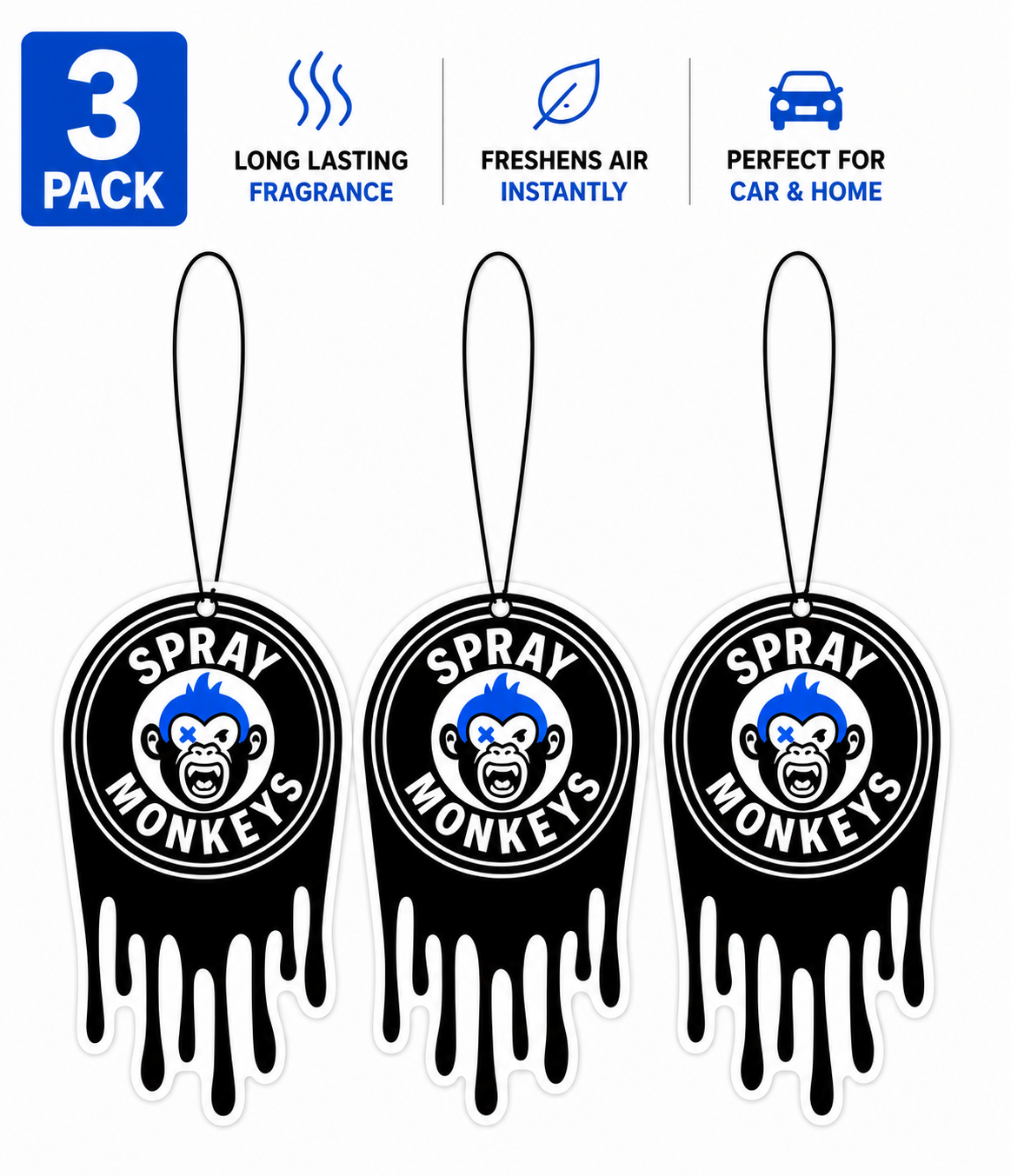 SprayMonkeys Hanging Car Air Freshener (Morning Bliss - 3 Pack)