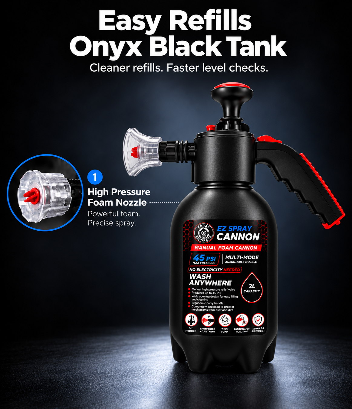 EZ Spray Foam Cannon with 1200GSM Microfiber Cloth
