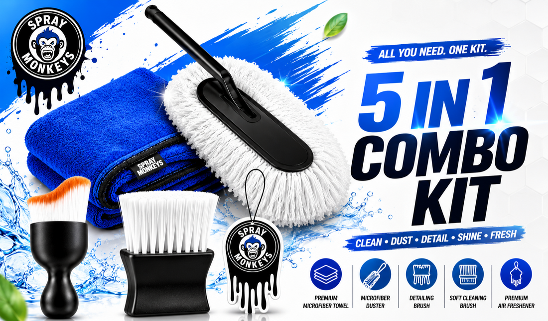 SprayMonkey 5-in-1 Car Care Kit: Your All-in-One Vehicle Cleaning Solution
