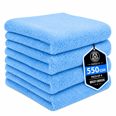 SprayMonkeys 550Gsm Ez Wave Microfiber Cloth  - 4 Pack (Blue)