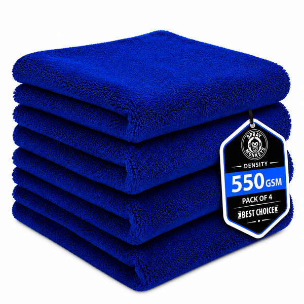 SprayMonkeys 550Gsm Ez Wave Microfiber Cloth  - 4 Pack (Navy)
