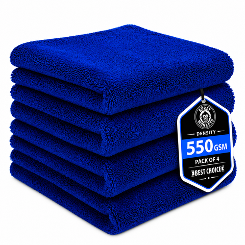 SprayMonkeys 550Gsm Ez Wave Microfiber Cloth  - 4 Pack (Navy)