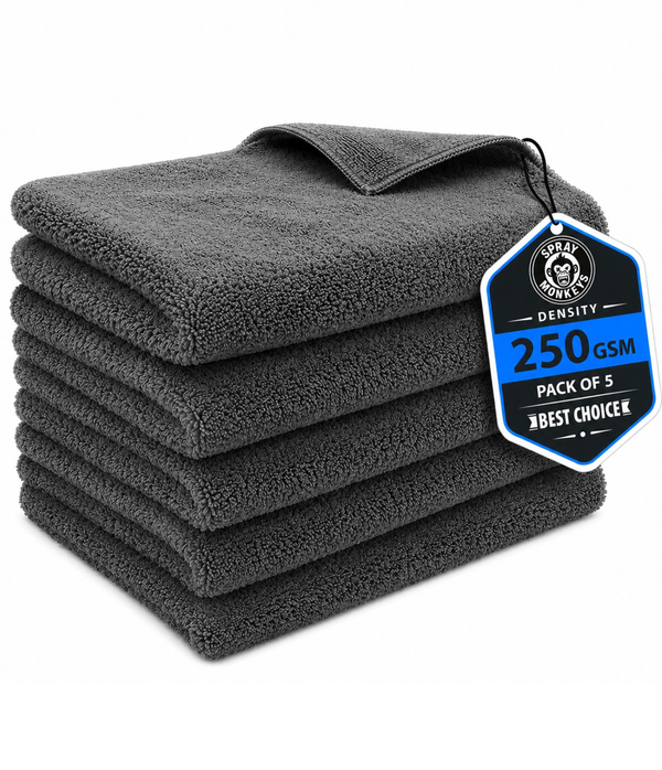 SprayMonkeys 350Gsm Ez Wave Microfiber Cloth  - 5 Pack (Grey)