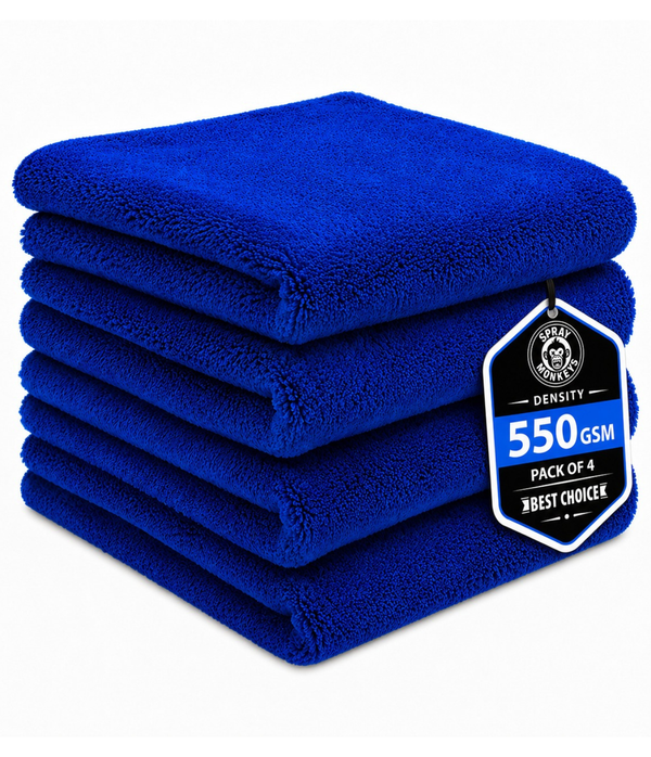 SprayMonkeys 550Gsm Ez Wave Microfiber Cloth  - 4 Pack (Navy)