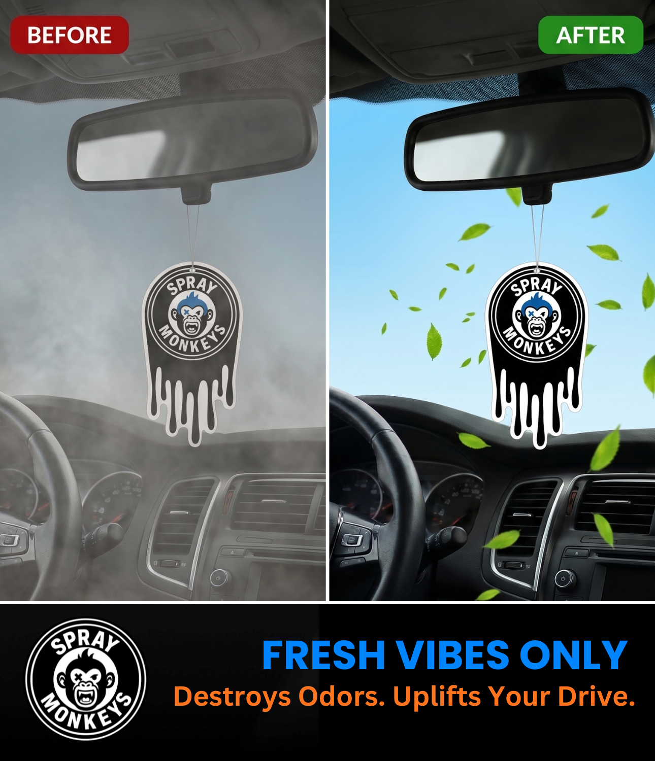 SprayMonkeys Hanging Car Air Freshener (Morning Bliss - 3 Pack)