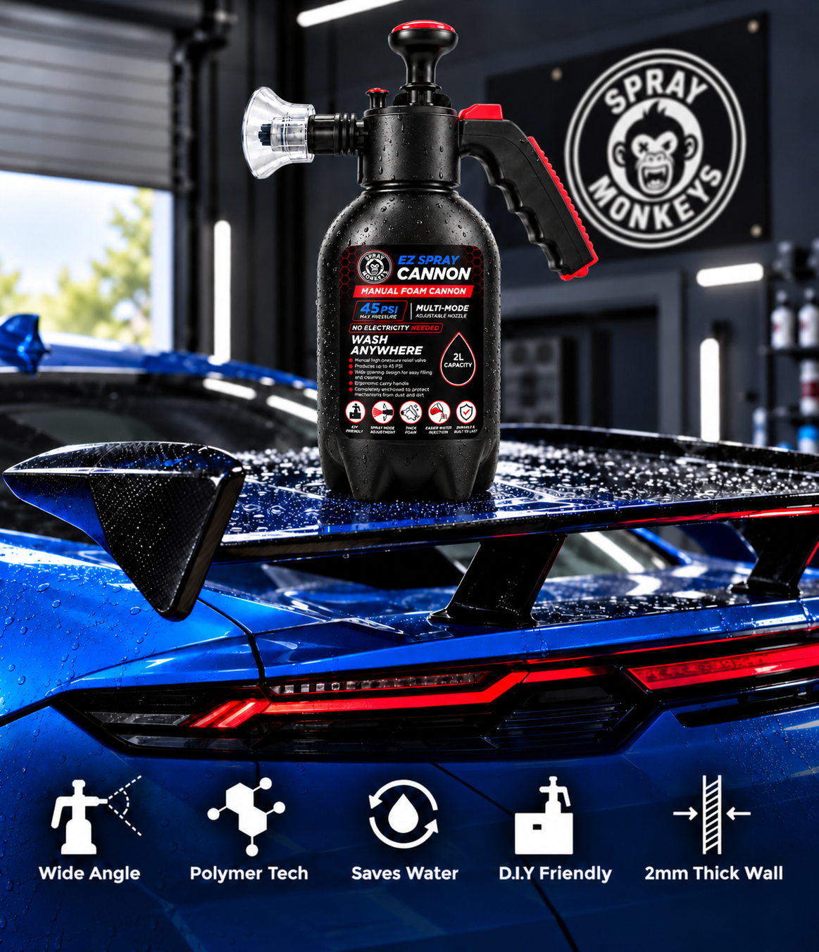 EZ Spray Foam Cannon with 1200GSM Microfiber Cloth