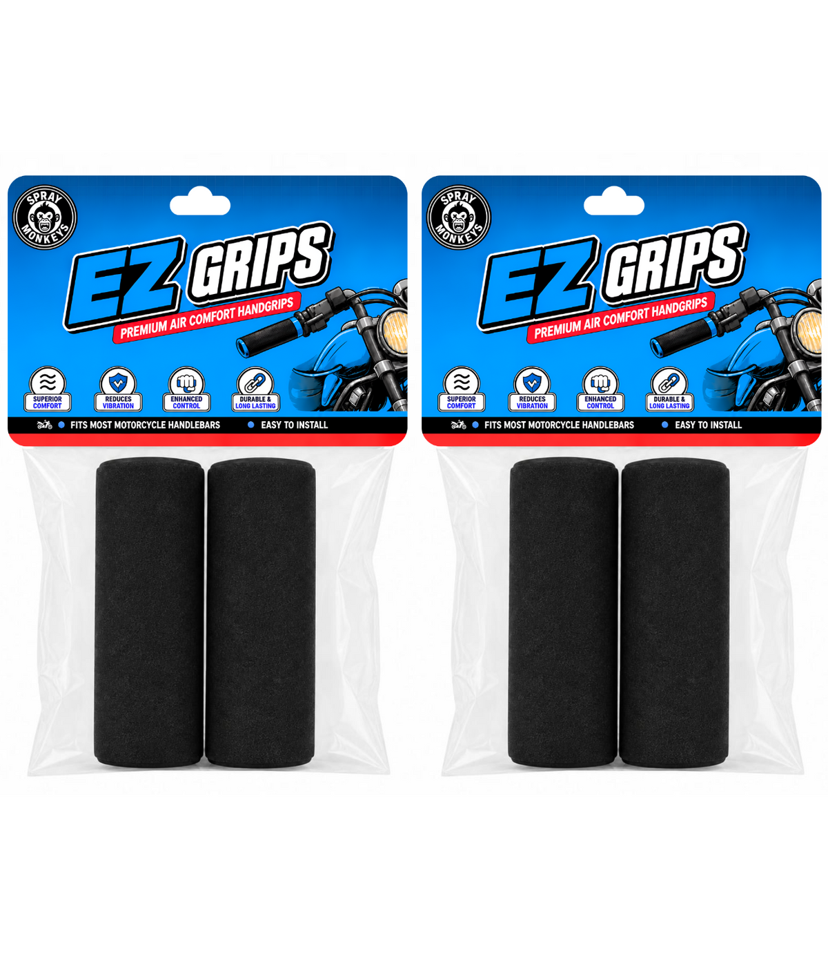 SprayMonkeys EZ Grips Comfort Bike Handle Grips (2 Pack)