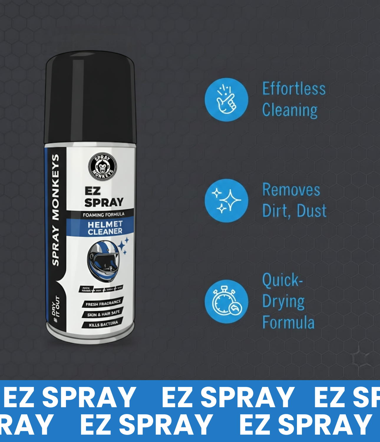 EZ Spray Helmet Cleaner with Microfiber Cloth (150 ml Spray + Cloth)