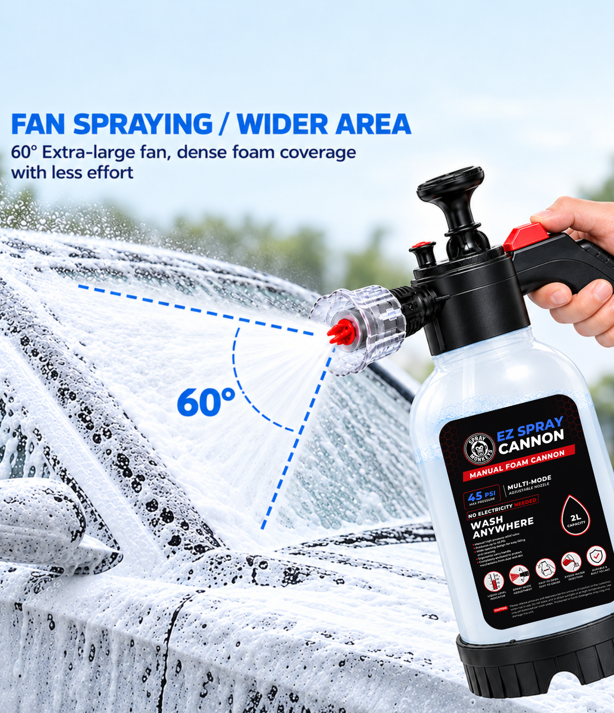EZ Spray Foam Cannon with 1200GSM Microfiber Cloth