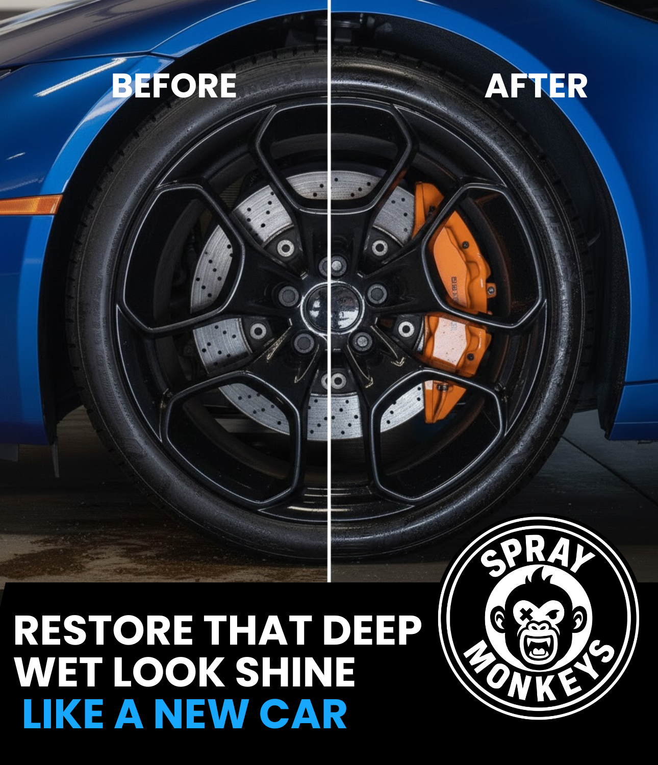 Spraymonkeys EZ Spray Tyre & Trim Restorer with Microfiber Cloth (160ml Spray + Cloth)