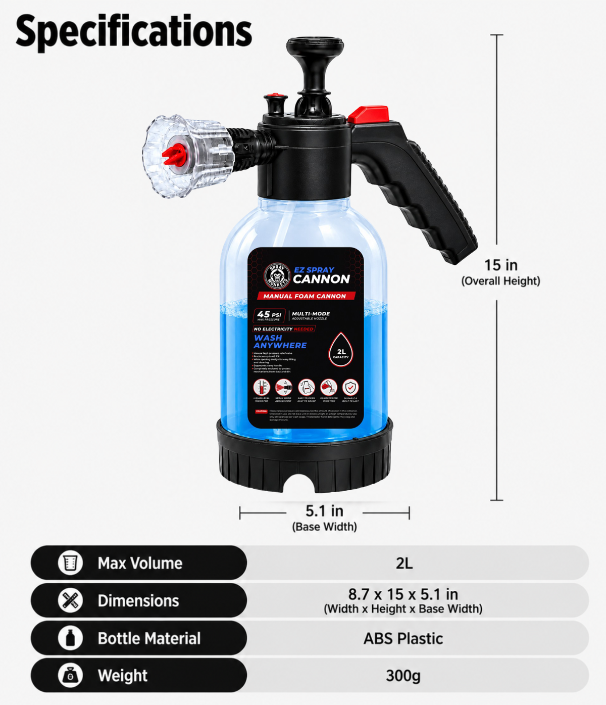EZ Spray Foam Cannon with 1200GSM Microfiber Cloth