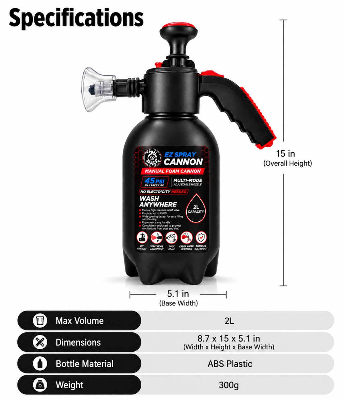 EZ Spray Foam Cannon with 1200GSM Microfiber Cloth