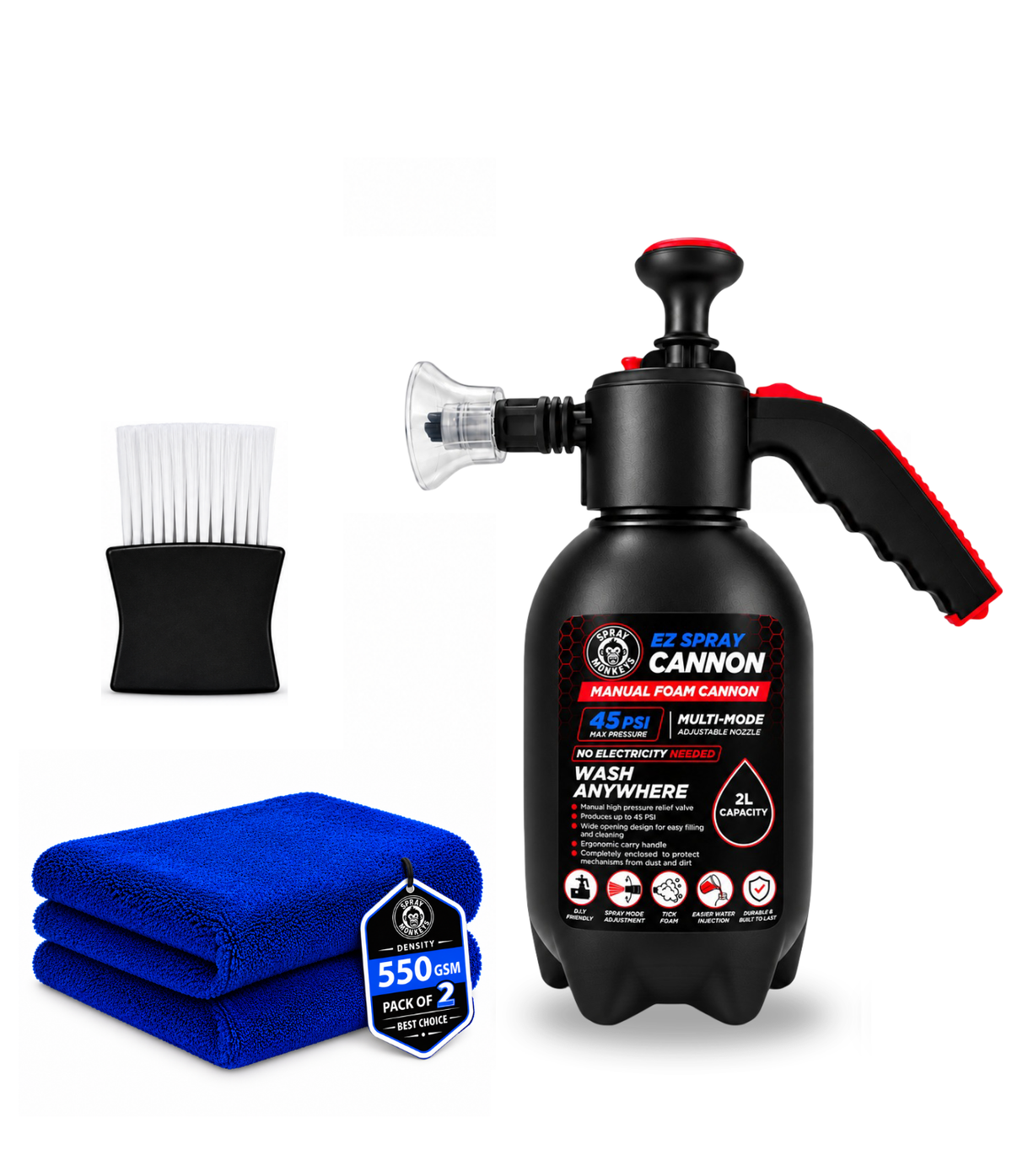 EZ Spray Foam Cannon with 550 GSM Microfiber Cloth