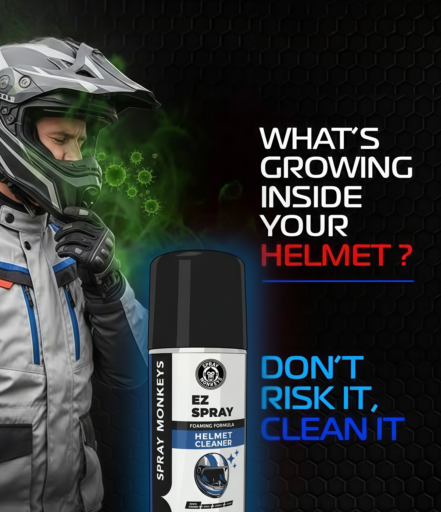 EZ Spray Helmet Cleaner with Microfiber Cloth (150 ml Spray + Cloth)