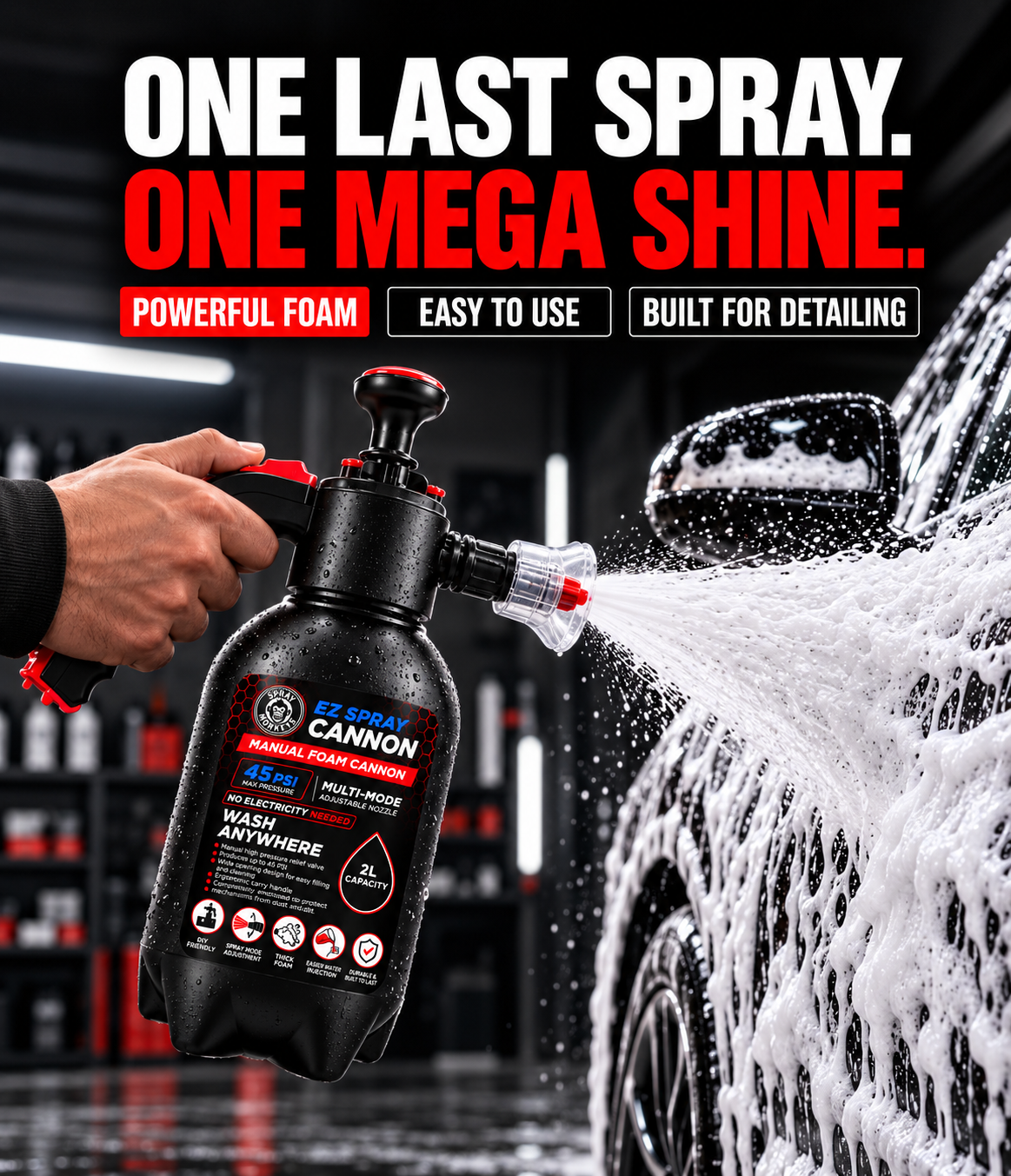 EZ Spray Foam Cannon with 1200GSM Microfiber Cloth