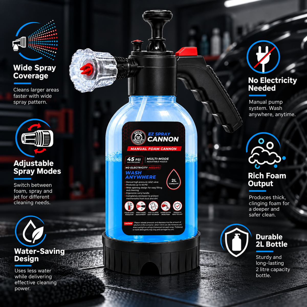EZ Spray Foam Cannon with 1200GSM Microfiber Cloth