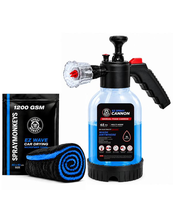 EZ Spray Foam Cannon with 1200GSM Microfiber Cloth